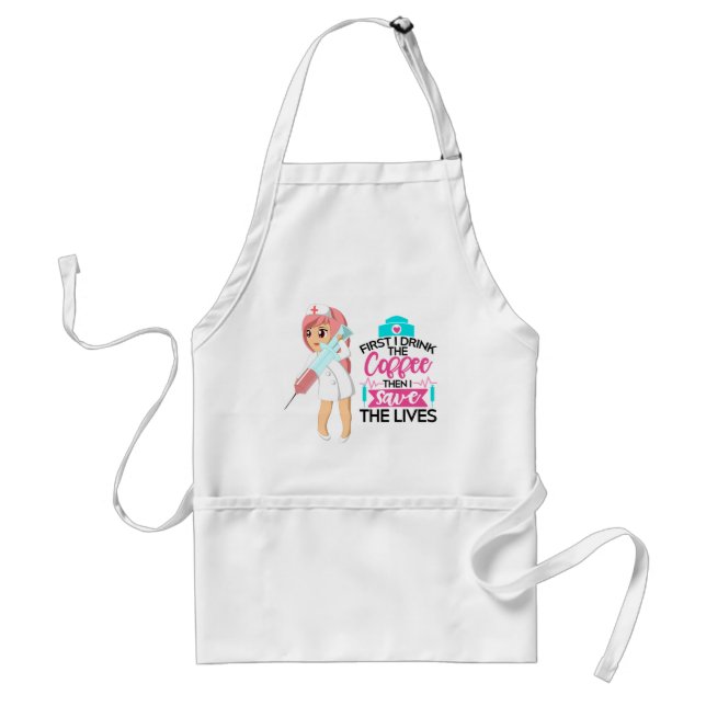 Funny Nurse Saying with Big Hypodermic Needle Adult Apron (Front)