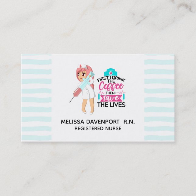 Funny Nurse Saying with Big Hypodermic Needle Business Card (Front)