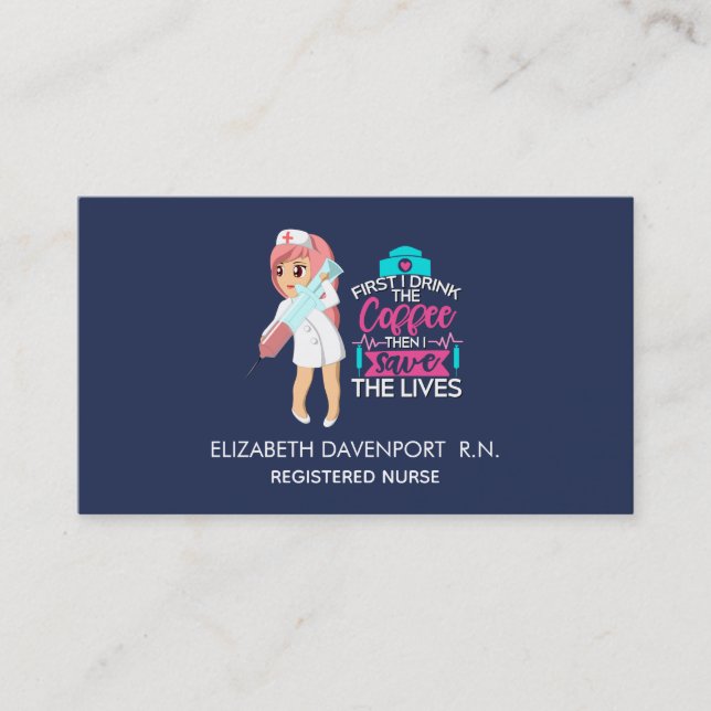 Funny Nurse Saying with Big Hypodermic Needle Business Card (Front)