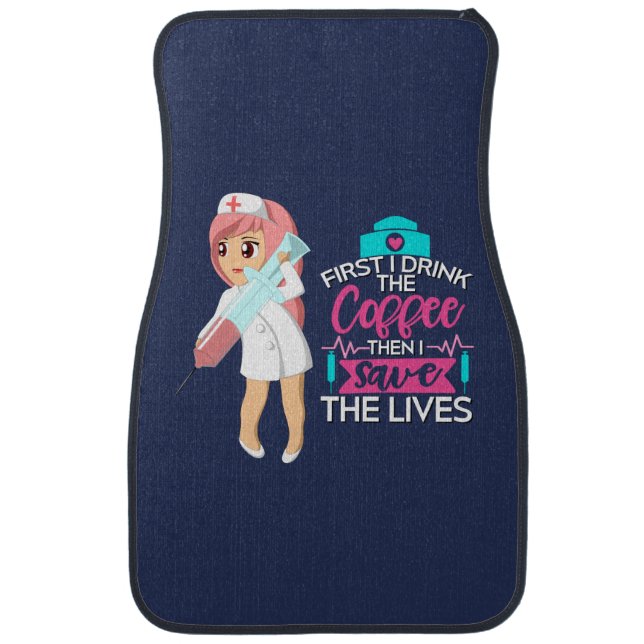 Funny Nurse Saying with Big Hypodermic Needle Car Floor Mat (Front)
