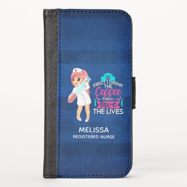 Funny Nurse Saying with Big Hypodermic Needle iPhone Wallet Case (Front)