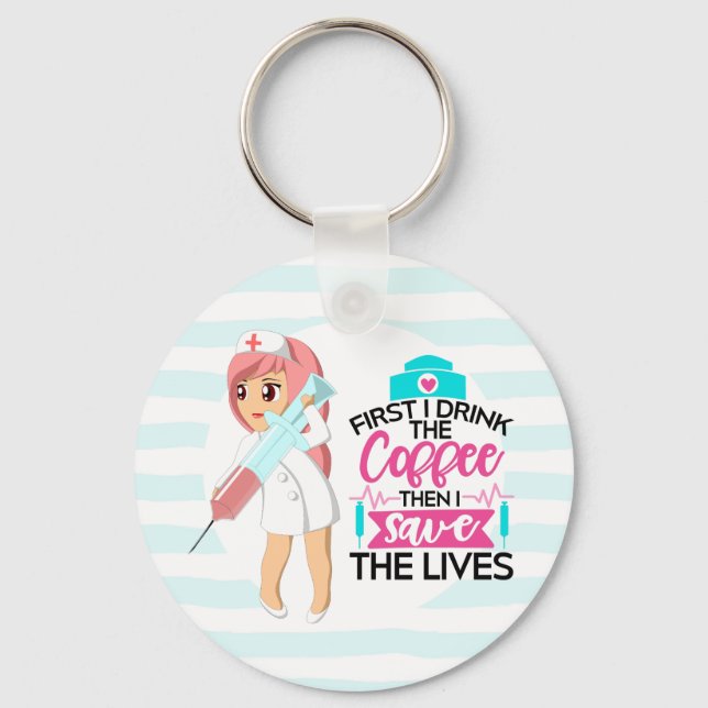 Funny Nurse Saying with Big Hypodermic Needle Keychain (Front)