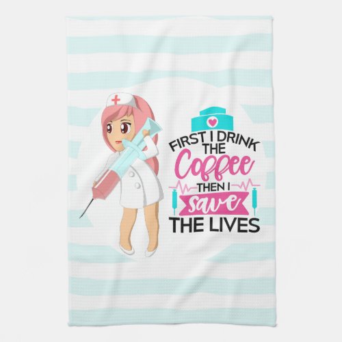 Funny Nurse Saying with Big Hypodermic Needle Kitchen Towel