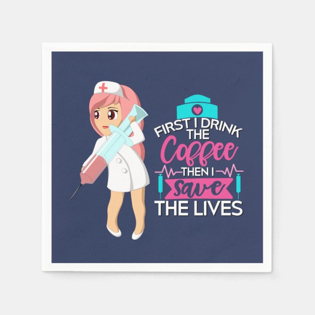 Funny Nurse Saying with Big Hypodermic Needle Napkins (Front)