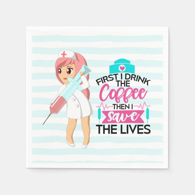 Funny Nurse Saying with Big Hypodermic Needle Napkins (Front)