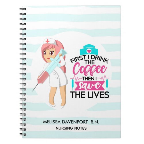 Funny Nurse Saying with Big Hypodermic Needle Notebook