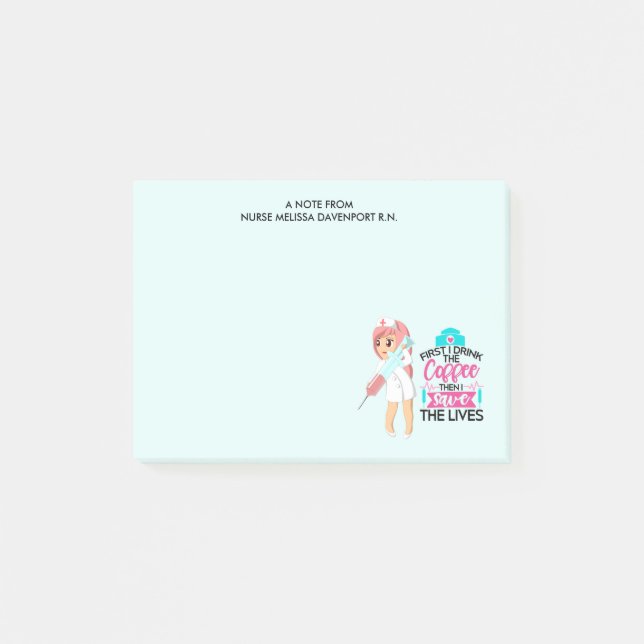 Funny Nurse Saying with Big Hypodermic Needle Post-it Notes (Front)