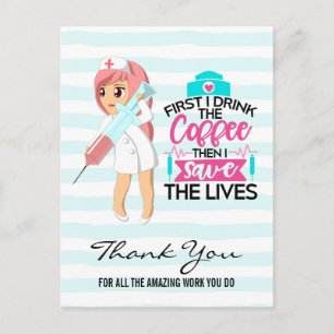 Funny Nurse Saying with Big Hypodermic Needle Postcard