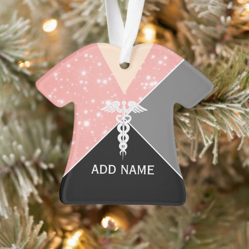 Funny Nurse Scrubs Pink Personalized Ornament