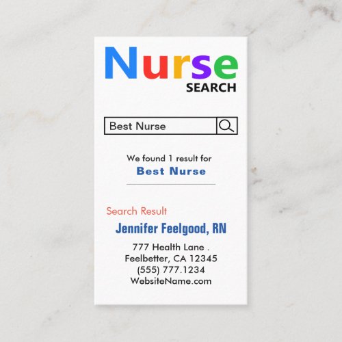 Funny Nurse Search Advertising  Business Card