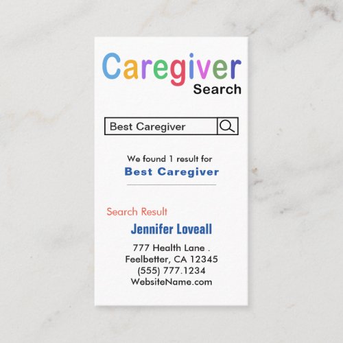 Funny Nurse Search Caregiver Business Card