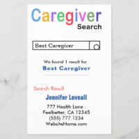 Funny Nurse Search Caregiver Business Card Flyer