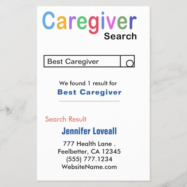 Funny Nurse Search Caregiver Business Card Flyer (Front)