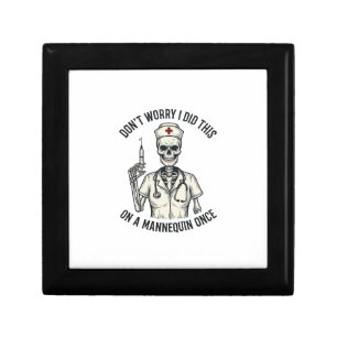 Funny Nurse Skeleton Syringe Vintage Engraving Des Gift Box