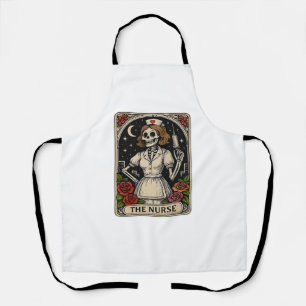 Funny Nurse Skeleton Tarot Card Halloween Nursing Apron