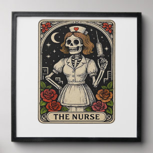 Funny Nurse Skeleton Tarot Card Halloween Nursing Peel And Stick Photo Tile
