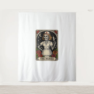 Funny Nurse Skeleton Tarot Card Halloween Nursing Tapestry