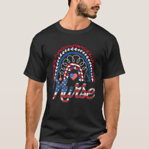 Funny Nurse Stethoscope American Flag Rainbow 4Th T-Shirt