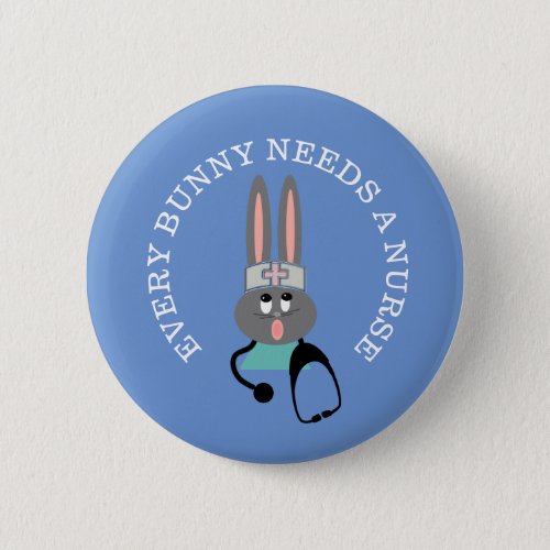 Funny Nurse Stethoscope Bunny Button