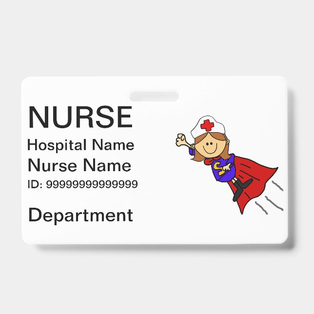 Funny Nurse Superhero ID Badge (Front)