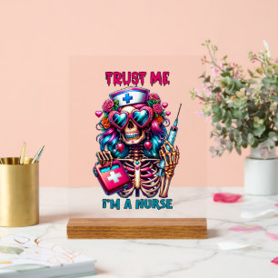 Funny Nurse trust word art Acrylic Sign