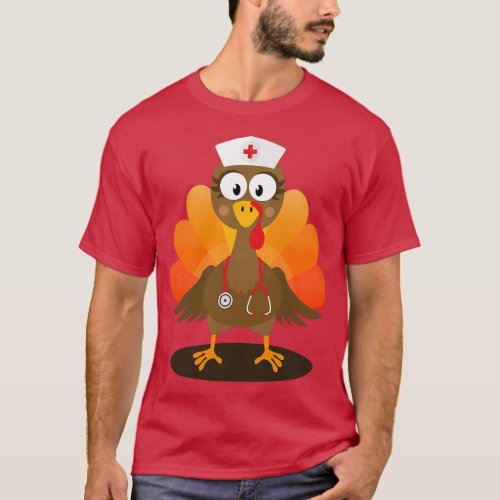 Funny nurse turkey for thanksgiving hospital nursi T_Shirt