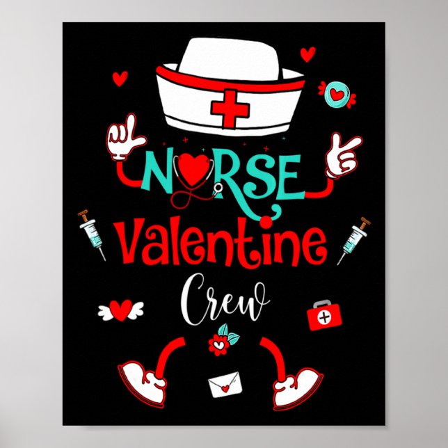 Funny Nurse Valentines Day Nurse Crew Family Group Poster (Front)