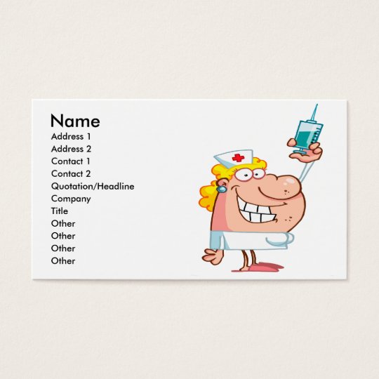 Funny Nurse With A Syringe Cartoon Business Card