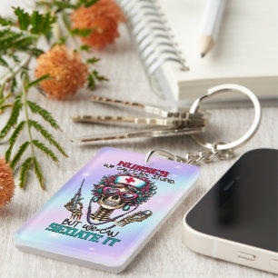 Funny Nurse word art Keychain