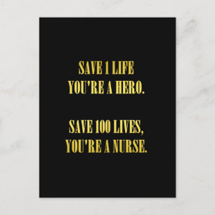Funny Nurses Save Lives Joke Postcard