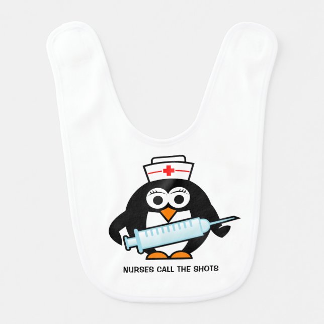 Funny nursing baby bib with cute penguin nurse (Front)