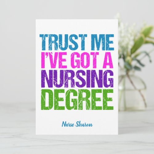 Funny Nursing School Graduation Personalized Nurse Card
