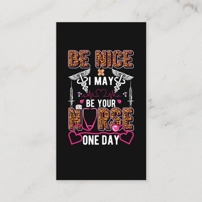 Funny Nursing School Humor Leopard Print Nurse Business Card (Front)