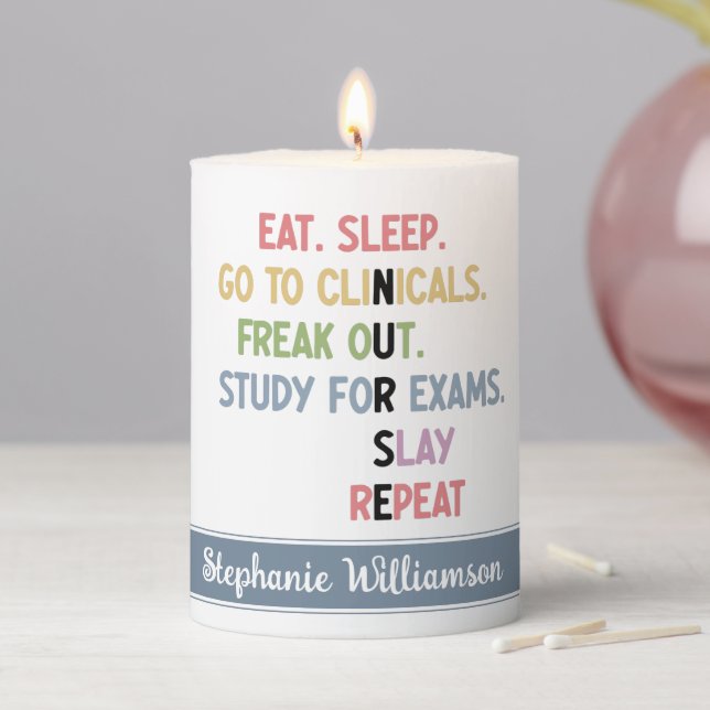 Funny Nursing School student Future Nurse Gifts Pillar Candle (In Situ)