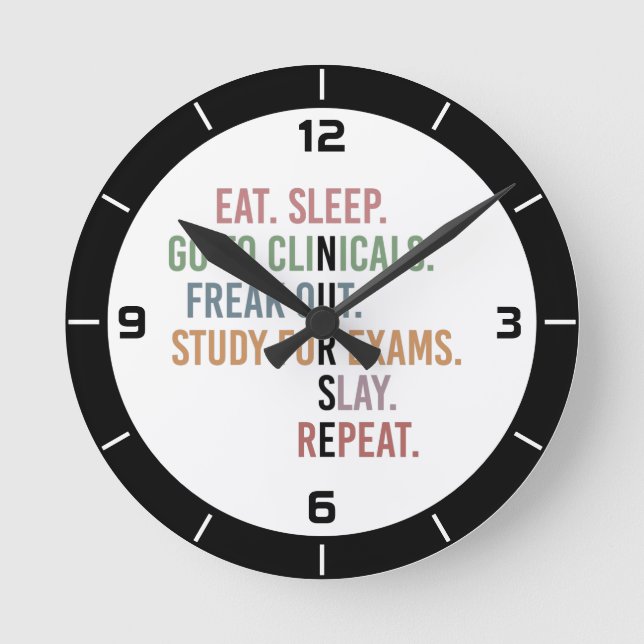 Funny Nursing School student Future Nurse Round Clock (Front)