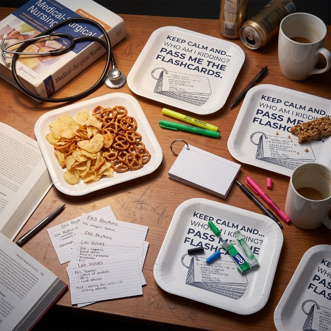 Funny Nursing Student Study Flashcards Paper Plates (Creator Uploaded)