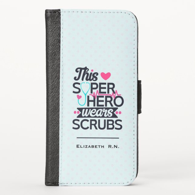 Funny Nursing Superhero Saying Typography iPhone Wallet Case (Front)