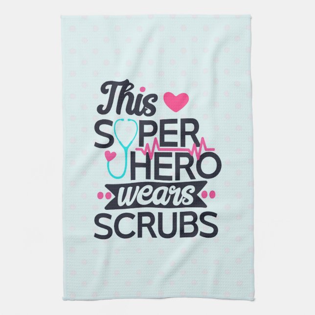 Funny Nursing Superhero Saying Typography Kitchen Towel (Vertical)