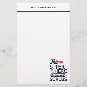 Funny Nursing Superhero Saying Typography Stationery