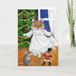 Funny Nutcracker Cat Christmas Ballet card<br><div class="desc">Cute ballet dancer cat as Clara watches the Mouse King and Nutcracker.   You change the message inside if you'd like.  This image is also available on other products in my Zazzle store.</div>