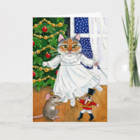 Funny Nutcracker Cat Christmas Ballet card