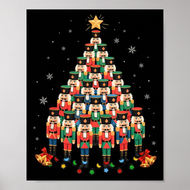 Funny Nutcracker Christmas Tree Xmas Men Women Kid Poster (Front)