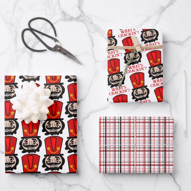 Funny Nutcracker Christmas Wrapping Paper Sheets (Front)