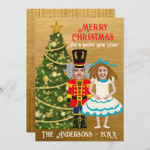 Funny Nutcracker & Clara Add Your Face Christmas  Holiday Card