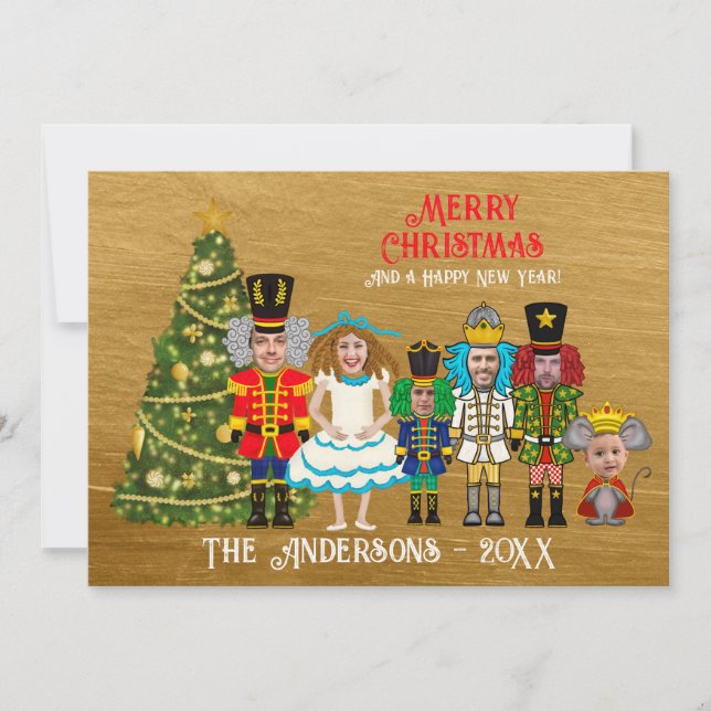 Funny Nutcracker Family of 6 | Mom Dad Four Boys Holiday Card (Front)