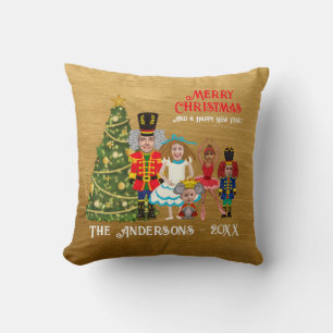 Funny Nutcracker Family Of Five Throw Pillow