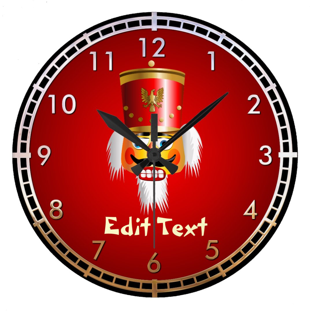 Funny Nutcracker Toy Soldier Large Clock Zazzle