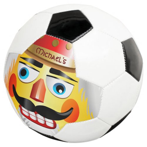 Funny Nutcracker Toy Soldier With Pointed Mustache Soccer Ball