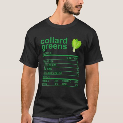 Funny Nutrition Fact Food  Collard Greens Thanksg T_Shirt