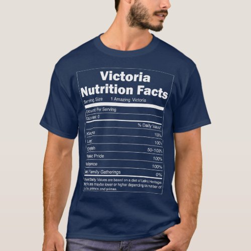 Funny Nutrition Facts Last Name Design  Victoria  T_Shirt